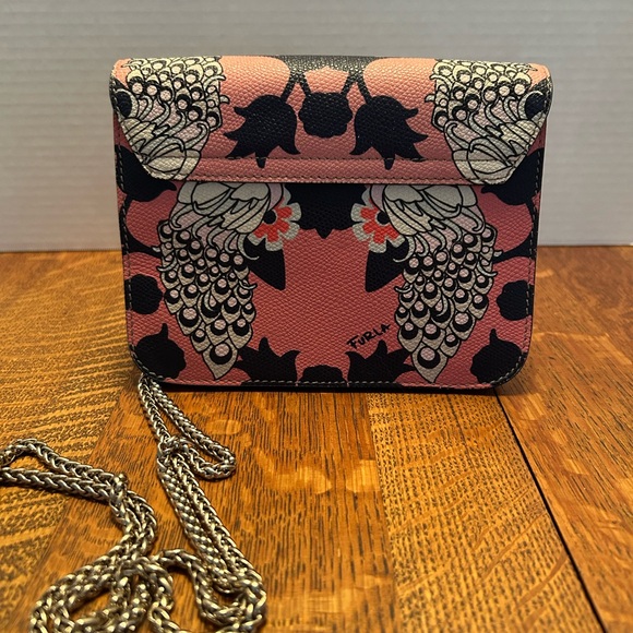 Furla Mini Metropolis Pink Peacocks Limited Edition Crossbody Handbag - Picture 2 of 7